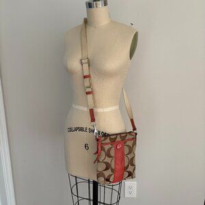 Coach Signature Stripe Orange Swingbag Shoulder Crossbody